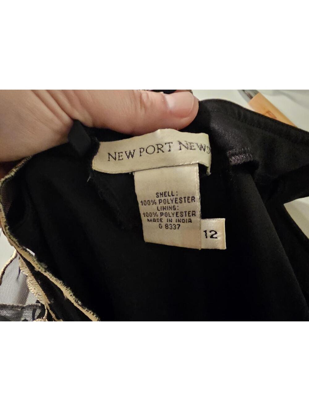 Newport News Dress Black Womens 12 Sheer Floral Embroidery - Picture 7 of 8